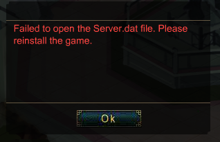 Error Server Dat