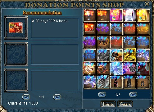 Tienda DonationPoints en TrinityConquer